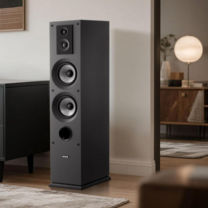 Staande 3-Weg luidspreker (1 stuk) – Torenluidspreker – Vloerstaande speaker – Vloerspeaker – HiFi speaker – MDF-Behuizing – 145 W piekvermogen