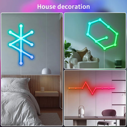 Aogled Wandlampen Hexagon LED-stripverlichting Smart Wi-Fi RGB-lichtpanelen met doe-het-zelfdecoratie, audiosynchronisatie, sfeerdetectie,voor woonkamer, e-sportruimte, 9+9 LED-panelen
