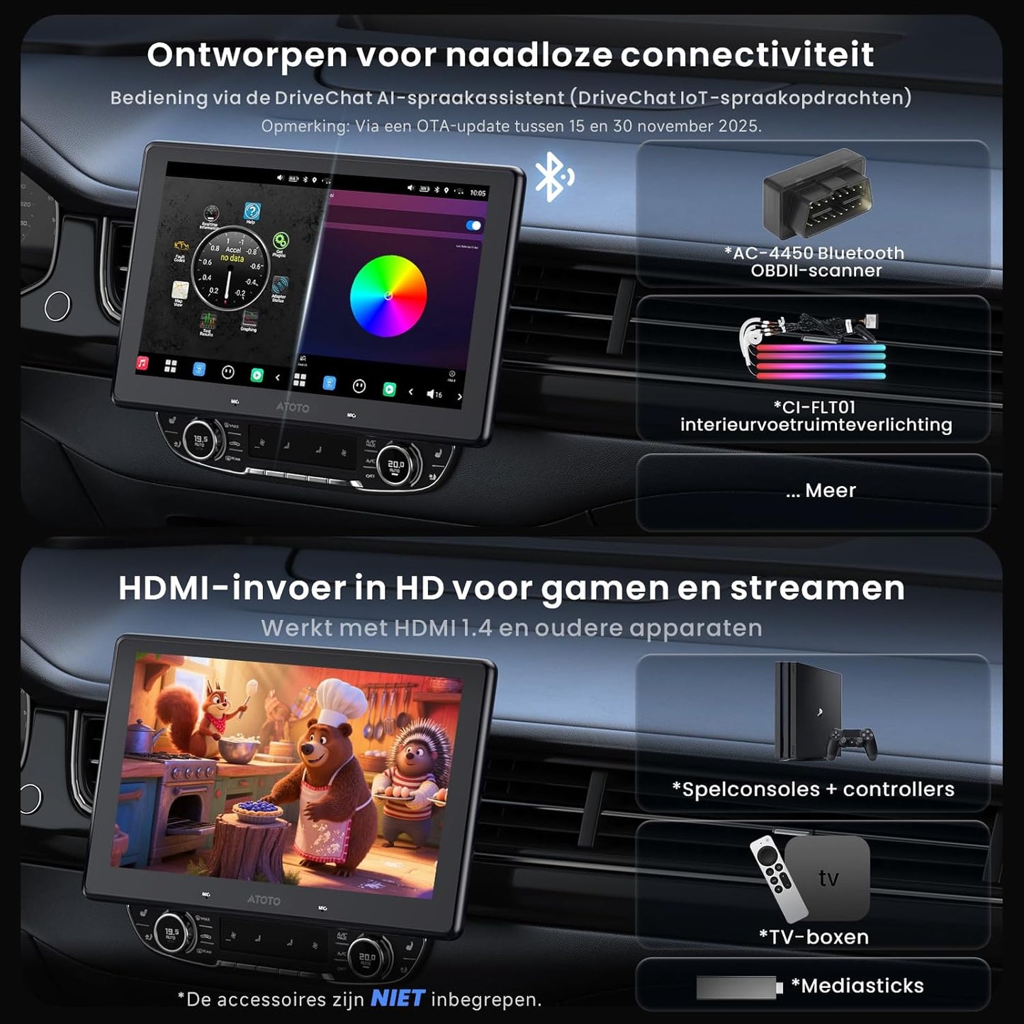 10" QLED Android In-Dash Navigatie, 8G+128G Single DIN Autoradio, ChatGPT AI Assistent, 4G LTE, Draadloze CarPlay & Android Auto, Duale Telefoonverbinding & Bluetooth, X10G110E