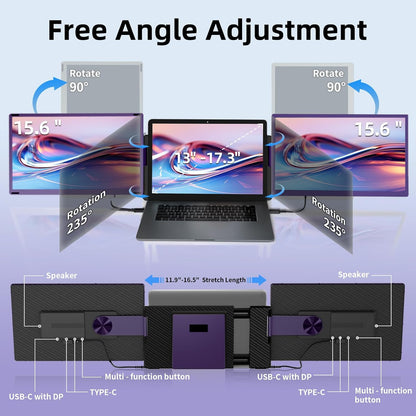 Laptopscherm Uitbreider – Extra Scherm – Draagbaar Beeldscherm – Second Screen – Schermvergroter – 15.6 Inch Full HD IPs – Verstelbaar Met 90° & 235° Rotatie – Lichtgewicht 900 Gram