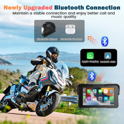 CarPlay Display Motorfiets – Motorfiets Navigatiesysteem – CarPlay Scherm – Android Auto Interface – Bluetooth Helmverbinding – 5 Inch HD Touchscreen – Waterdicht IP67