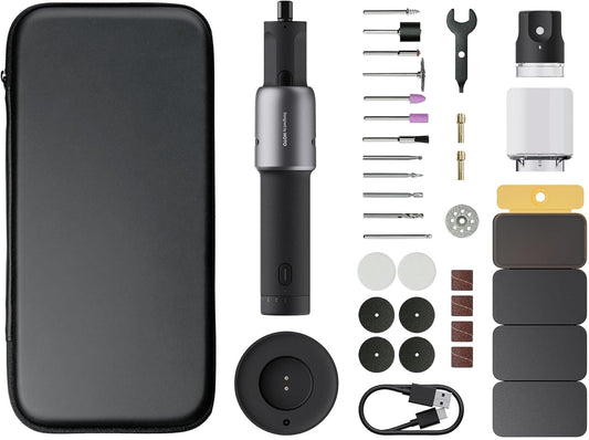 HOTO Draadloos draaigereedschap, 4 V, graveerpen met 35 accessoires, 25.000 omw/min, 5 instelbare snelheden, USB-C-opladen, voor slijpen, polijsten, boren, snijden en knutselen met 3D-printers