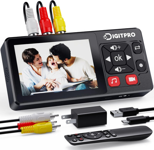VHS naar digitale converter, HD VHS digitaliseren videorecorder met afstandsbediening, VHS Video Grabber Compatibel met Mini DV, DVD-speler, Blu Ray Player, Hi8, Camcorder, Cassette Tape, Gaming