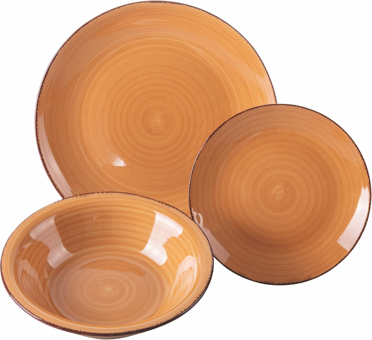 Tafelservies Chocoladebruin – Servies – Serviesset – Bordenset – Dinerset – 18-delig Voor 6 Personen – Aardewerk, Magnetron- en Vaatwasserbestendig