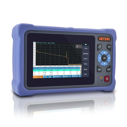 1310nm/26dB 1550nm/24dB Glasvezel OTDR Tester (Ingebouwde OPM+OLS+VFL+RJ45-kabeltracker+Evenementenkaart) SM Fiber 4,3inch Touchscreen OTDR meting (SC+FC+ST+LC UPC&APC-adapter)-SS304T-2A1