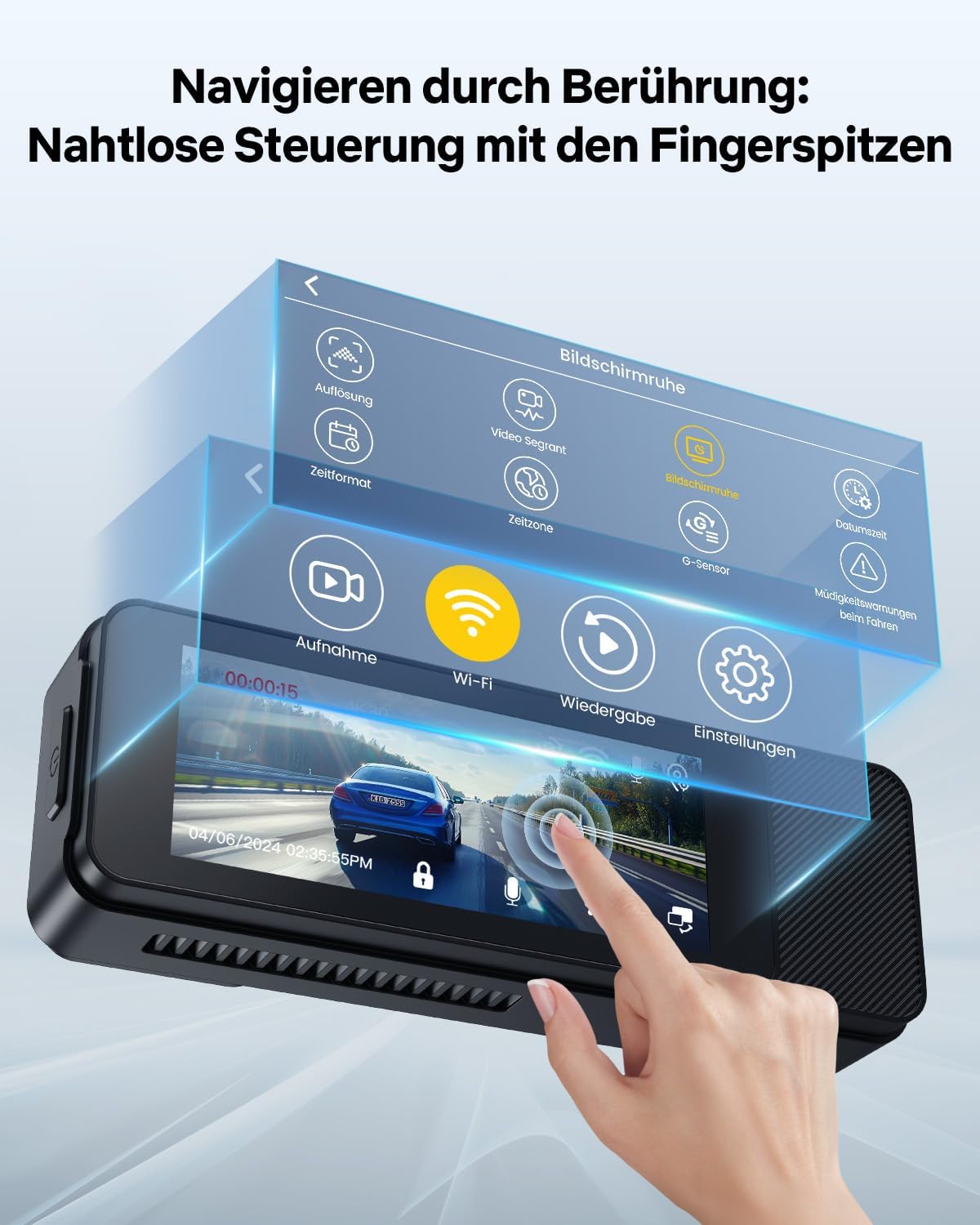 Dashcam Auto Voor En Achter – Autocamera – Dubbele Dashcam – Voor- En Achtercamera – Camera Auto – 4K Voorcamera & 1080p Achtercamera – 5,8 GHz WiFi, GPS & 3,18 Inch Touchscreen