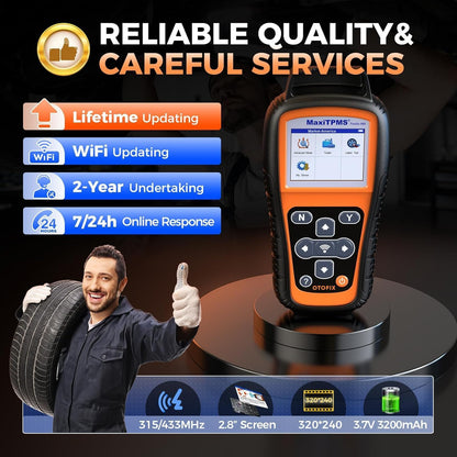 TPMS Tool – Banden Sensor Tester – TPMS Programmer – Banden Spanning Monitor – TPMS Resetter – Ondersteunt MX-Sensoren 315/433 MHz – Gratis Levenslange Wifi Updates - QUORE
