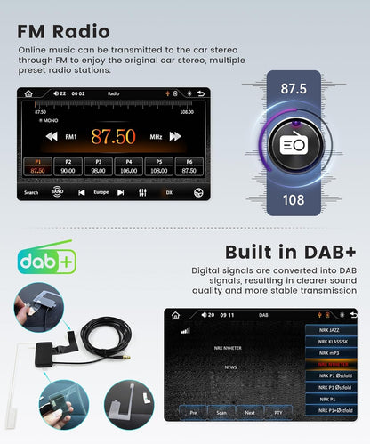 1 DIN Autoradio – Auto Stereo – Multimedia Radio – DAB+ Receiver – Car Audio – 7-Inch Automatisch Uitschuifbaar Touchscreen – Draadloze CarPlay & Android Auto