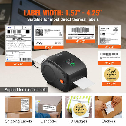 VEVOR Bluetooth labelprinter, HD (300DPI) DHL labelprinter, automatische herkenning van etiketten, ondersteunt Windows/MacOS/Linux/Chromebook, geschikt voor Amazon, Ebay, Etsy, enz