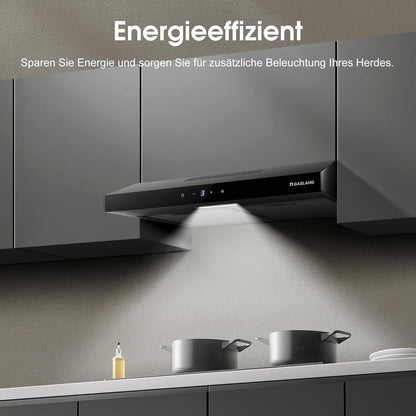 GASLAND Chef SR60BS 60 cm 202 m³/uur Stille Afzuigkap met Touch Control Zwart Stalen Afzuigkap met CF158 Geactiveerd Koolstoffilter