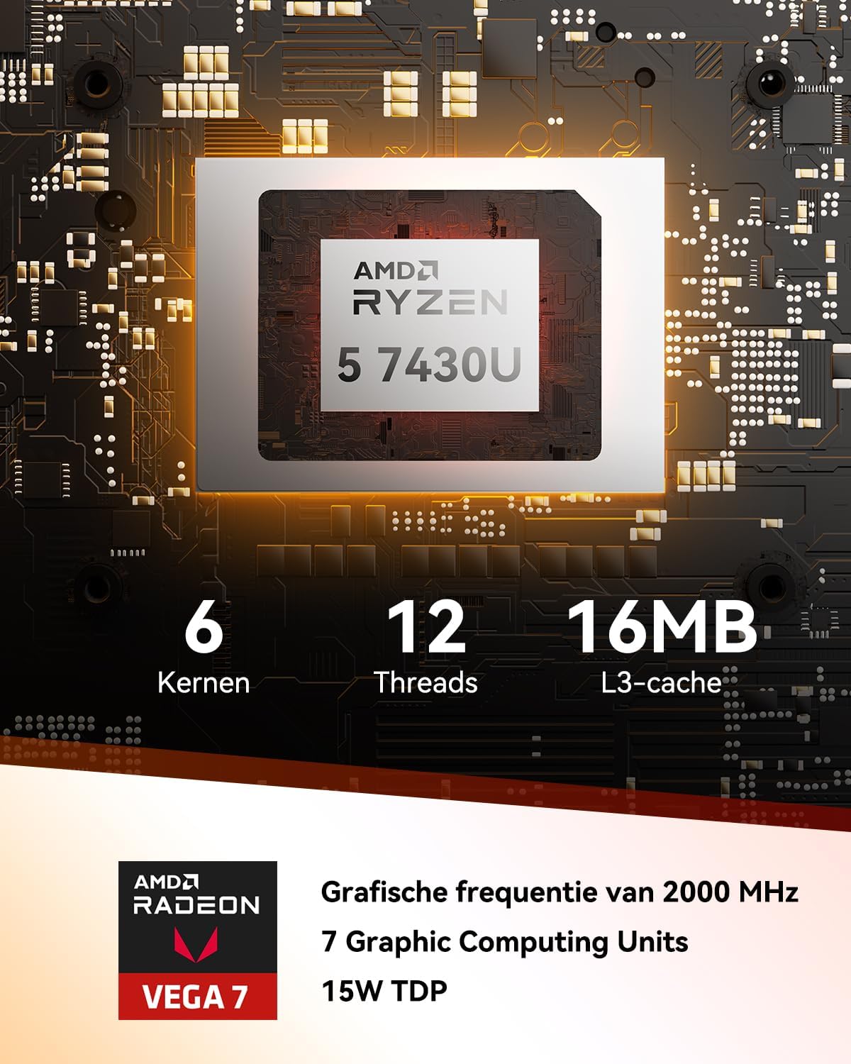 GEEKOM A5 2025 Edition Mini PC, with AMD Ryzen 5 7430U, 16GB DDR4 RAM, 512GB SSD, Windows 11 Pro, 4K UHD, Quad Display, 2× USB-C, 2× HDMI, SD Card Slot, Compact Desktop PC, with Wall Mount - QUORE