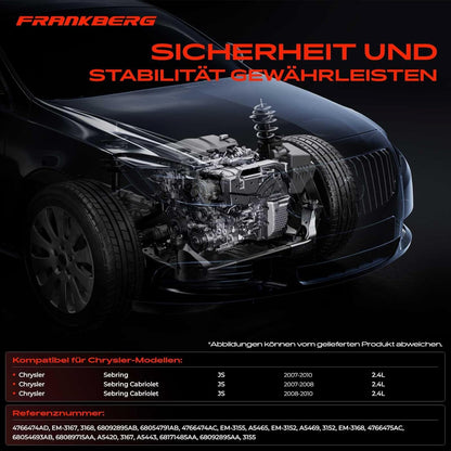 Frankberg 3 x voor en achter motorlagers + 1 x versnellingsbak compatibel met Sebring JS 2.4 VVT 2007-2010 Sebring Cabriolet JS 2.4 VVT 2007-2010 Replace# 5085078AB 5085079AB