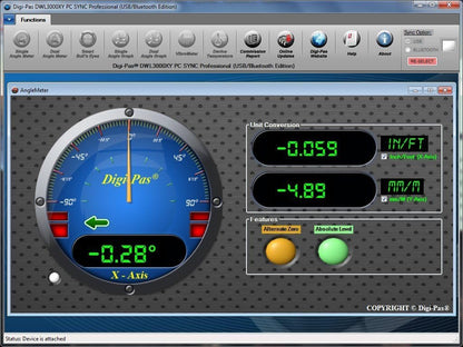 Digitale 2-Assige Machine-Waterpas – Precisiewaterpas – Digitale Waterpas – Hellingmeter – Inclinometer – Bluetooth Verbinding Met Pc – Nauwkeurigheid 0,01°