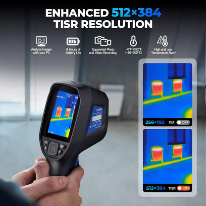 TOPDON TC004 SE Warmtebeeldcamera met 21 uur looptijd, 32 GB geheugen, video-opname, pc-beeldanalyse, 256 x 192 IR-resolutie, thermische infraroodcamera voor huis, HVAC elektrische en gebouwinspectie