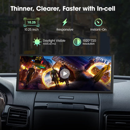 LAMTTO Draadloze Autoradio Carplay Scherm met Net-flix YouTube TikTok,10.25'' A-pple CarPlay & Android Auto met Achteruitrijcamera Split Screen Dual Bluetooth Navigation FM AUX voor iOS 10+Android 11+