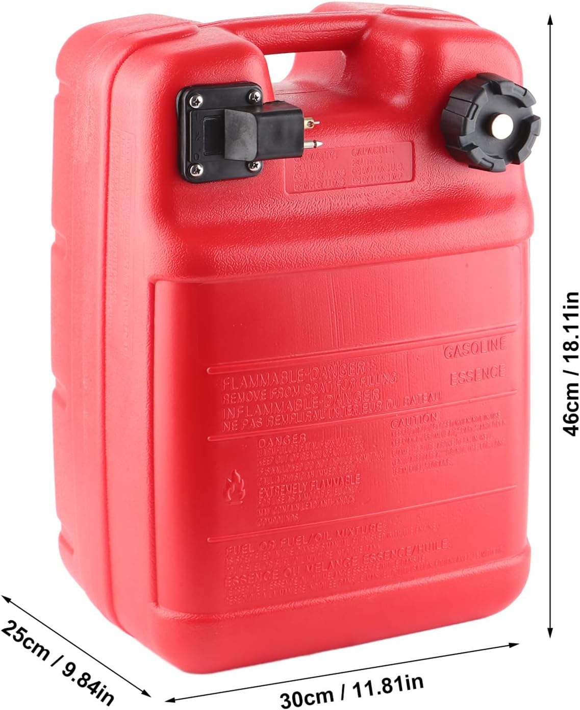 Brandstoftank voor Boot 24 Liter – Buitenboordtank – Benzinetank – Brandstofreservoir – Marine Brandstoftank – Ingebouwd Brandstoffilter – Lekvrije Goed Sluitende Dop