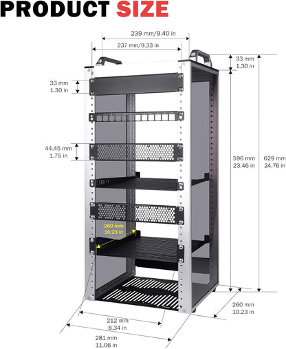 10 Inch 12U Rackkast Zilver – Serverrack – Netwerkrack – Patchkast – AV-rack – Open Frame – 260 mm Diep