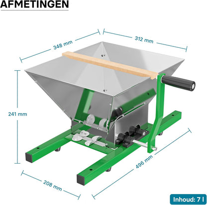 Wiltec fruit shredder met 7 liter trechter en handslinger, fruithakselaar makkelijk te reinigen, handmatige sappers