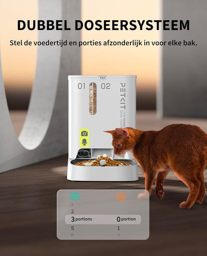 Automatische Voederautomaat – Huisdier Voederdispenser – Kattenvoederautomaat – Hondensnijder – Slimme Voedertrechter – 5 Liter Dubbele Trechter – 1080p HD Camera met Nachtzicht