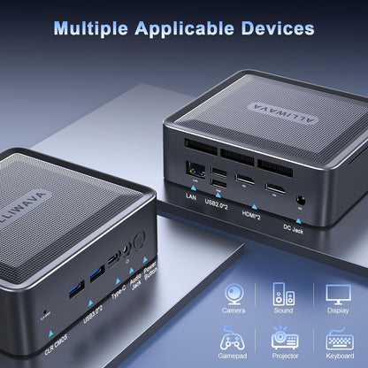 ALLIWAVA U58 Mini PC AMD Ryzen 7 5825U 32GB DDR4 512GB NVME SSD (8C/16T, tot 4,5 GHz), WiFi 6E & BT5.2, 2X HDMI & USB-C drievoudige 4K 60Hz uitgang, Thuiskantoor en Multimedia Computer