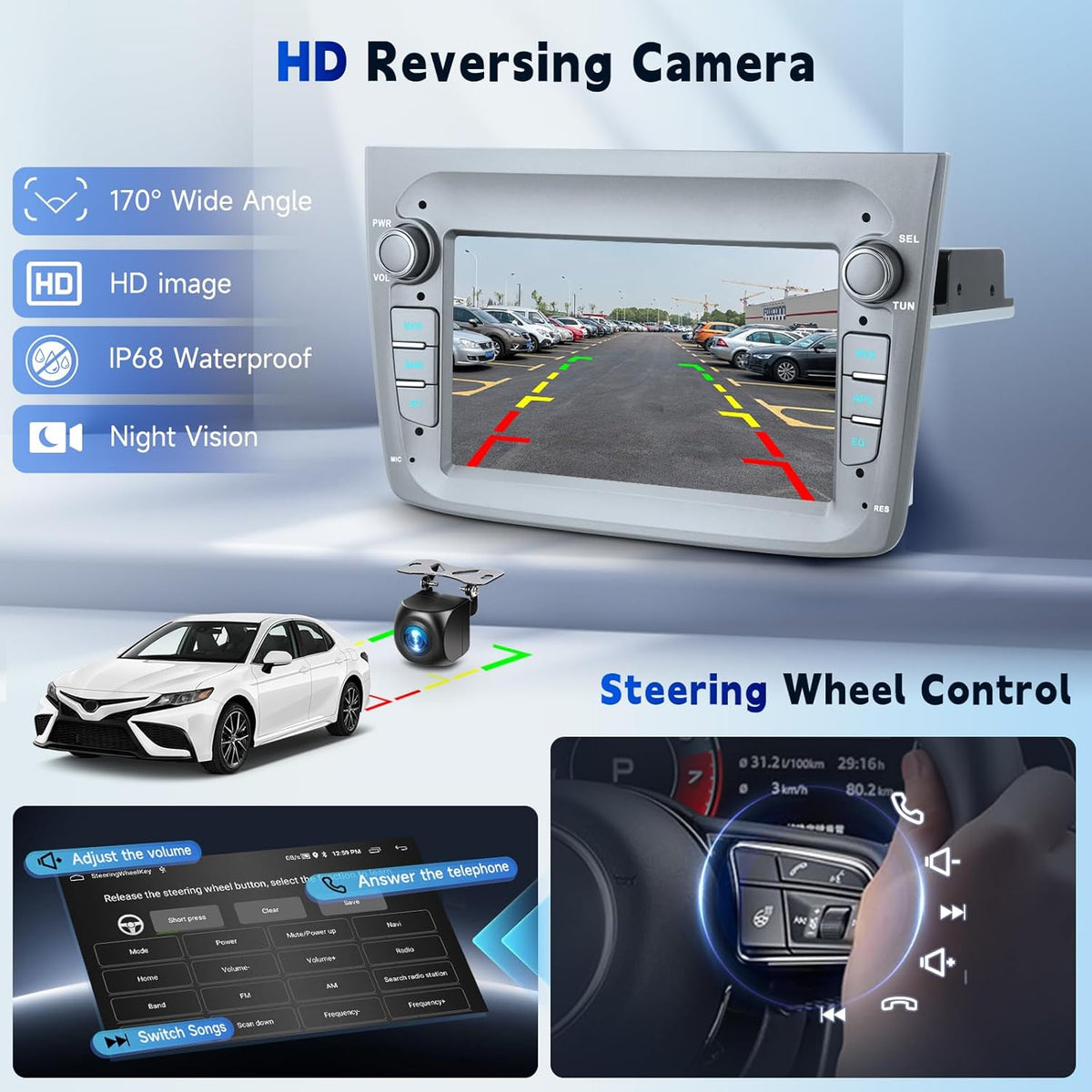 2G+64G Autoradio Android 15 voor Alfa Romeo MITO 2008-2016, 7 Inch HD Aanraakscherm Autoradio met Draadloze Carplay Android Auto GPS Wi-Fi 2USB Bluetooth FM RDS Radio Camera