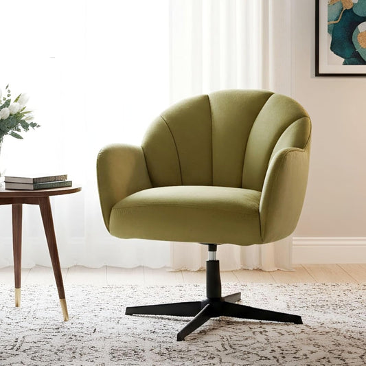 chairus Swivel Armchair Velvet Upholstered Vanity Chair Modern Accent Tub Chair for Living Room/Bedroom, Green - QUORE
