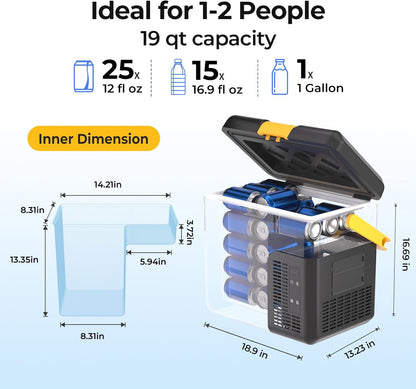 Compressor Koelbox – Draagbare Koelbox – Auto Koelbox – Camping Koelbox – Vriesbox – Instelbare Temperatuur -20°C tot 20°C – 173 Wh Accu Met 8,5 Uur Koeltijd
