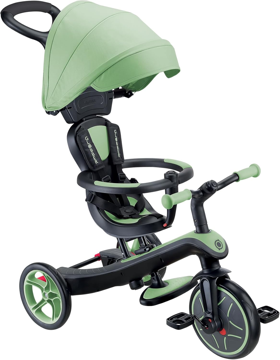 Globber - Explorer 4-in-1 driewieler - schaalbare driewieler en loopfiets voor peuters van 10 maanden tot 5 jaar, saliegroen