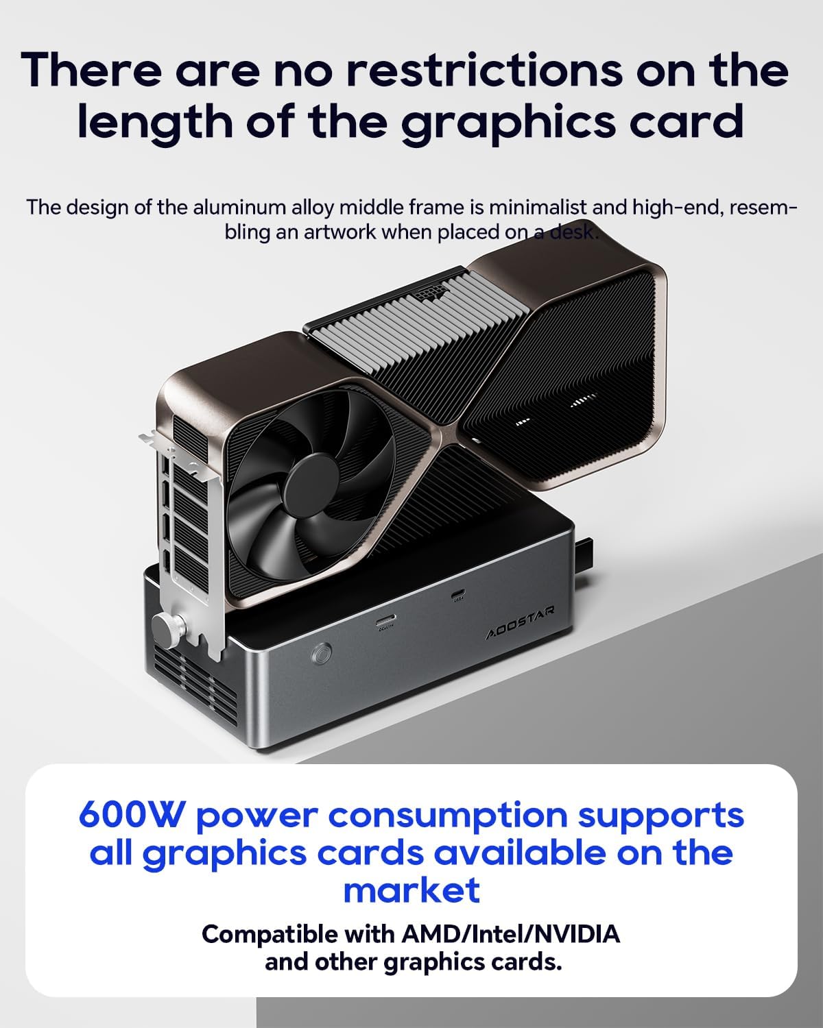 AOOSTAR AG02 eGPU Docking Station with Oculin Connector, External Graphics Card, GPU Docking Station, USB4.0 Supports 100W, Integrated 800W Power Supply, for GPU up to 350W - QUORE