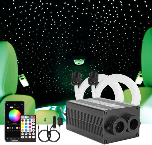 CHINLY Bluetooth 12W RGBW Twinkle LED Fiberglass Star Ceiling Lights Kit App/Remote Control Mixed 400pcs x 3m for Home/Car