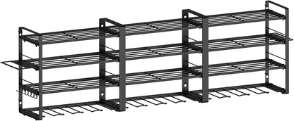 W-17 4-laags metalen heavy-duty garagegereedschap, werkplaatsschuur, organizer met 4 extra boorhouders (120 x 25 x 45 cm, 4 lagen)