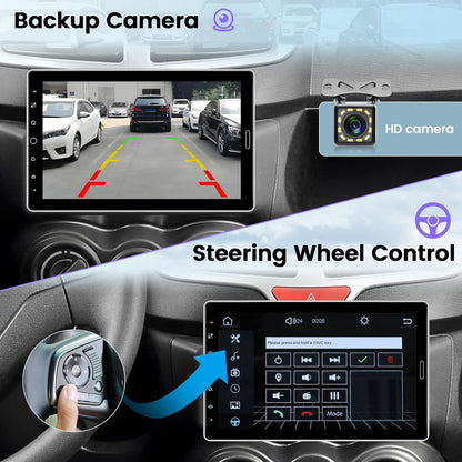 Hikity 10,1 Zoll 1 Din Autoradio mit Apple Carplay Android Auto Bluetooth Freisprecheinrichtung, Abnehmbares Bildschirm Touch Display Car Radio mit Mirror Link FM USB SD AUX + Rückfahrkamera
