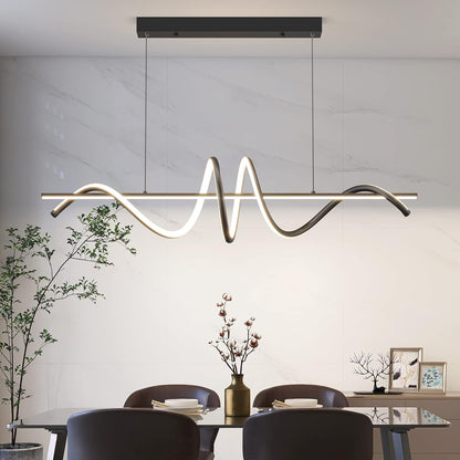 Mikeru Hanglamp voor eettafel, 100 cm, spiraalvormige eetkamerlamp, modern design, zwart, dimbaar, met afstandsbediening, led-hanglamp voor eetkamer, kantoor