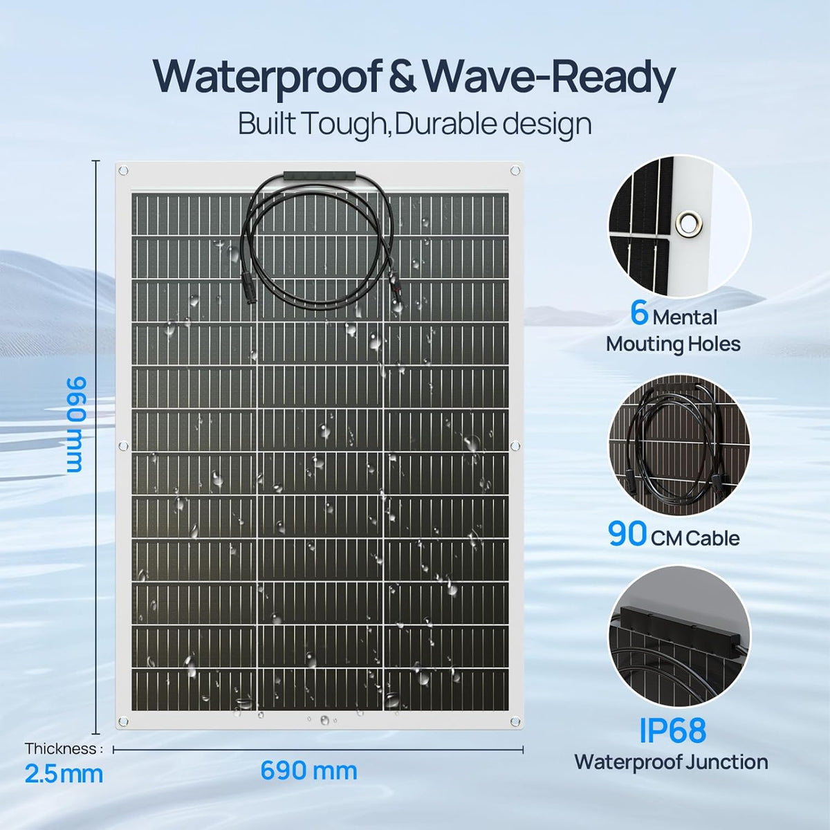 ECO-WORTHY 260 W 12 V flexible solar panel, complete kit: 2 x 130 W flexible solar panel + 100 Ah lithium battery + 600 W 12 V sine wave inverter + 30 A PWM charge controller - QUORE