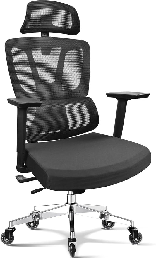 Bureaustoel Ergonomisch – Bureaustoel Kantoor – Bureaustoel Studeren – Bureaustoel Thuiswerk – Bureaustoel Met Lendensteun – 4D Armleuningen – Verstelbare Zitdiepte