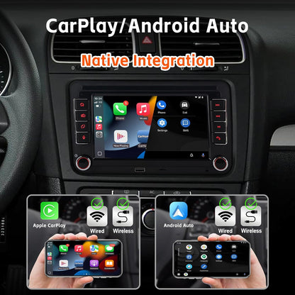 Autoradio stereo voor VW Seat Golf Passat Jetta Beetle EOS met touchscreen Bluetooth FM achteruitrijcamera, Linux System, Double Din Auto Stereo met Wireless Carplay/Android Auto