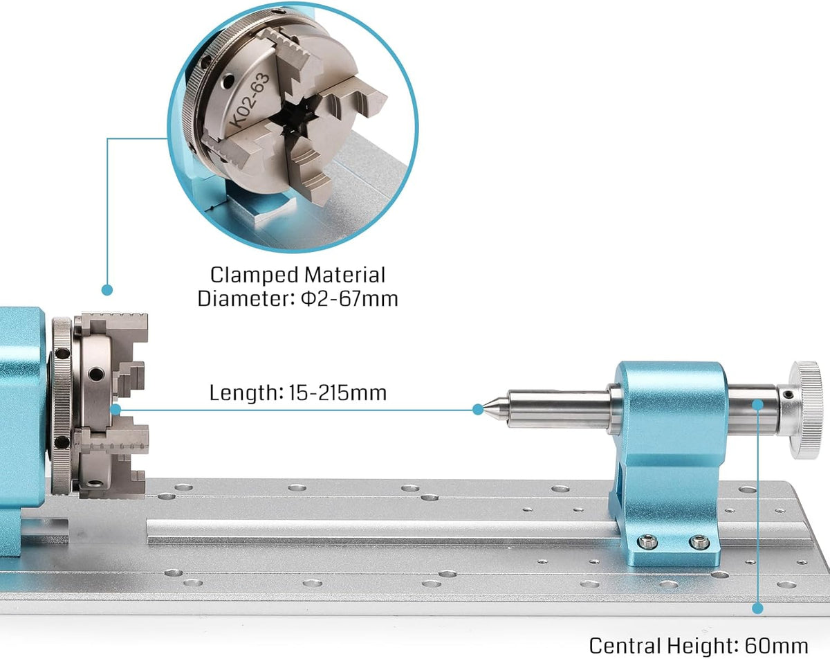 Genmitsu roterende moduleset voor PROVer XL 4030 V1/PROVer XL 6050 Plus CNC freesmachine met NEMA23 planetaire tandwielstappenmotor, 4 klauwplaten, 10:1 snelheidsreductor