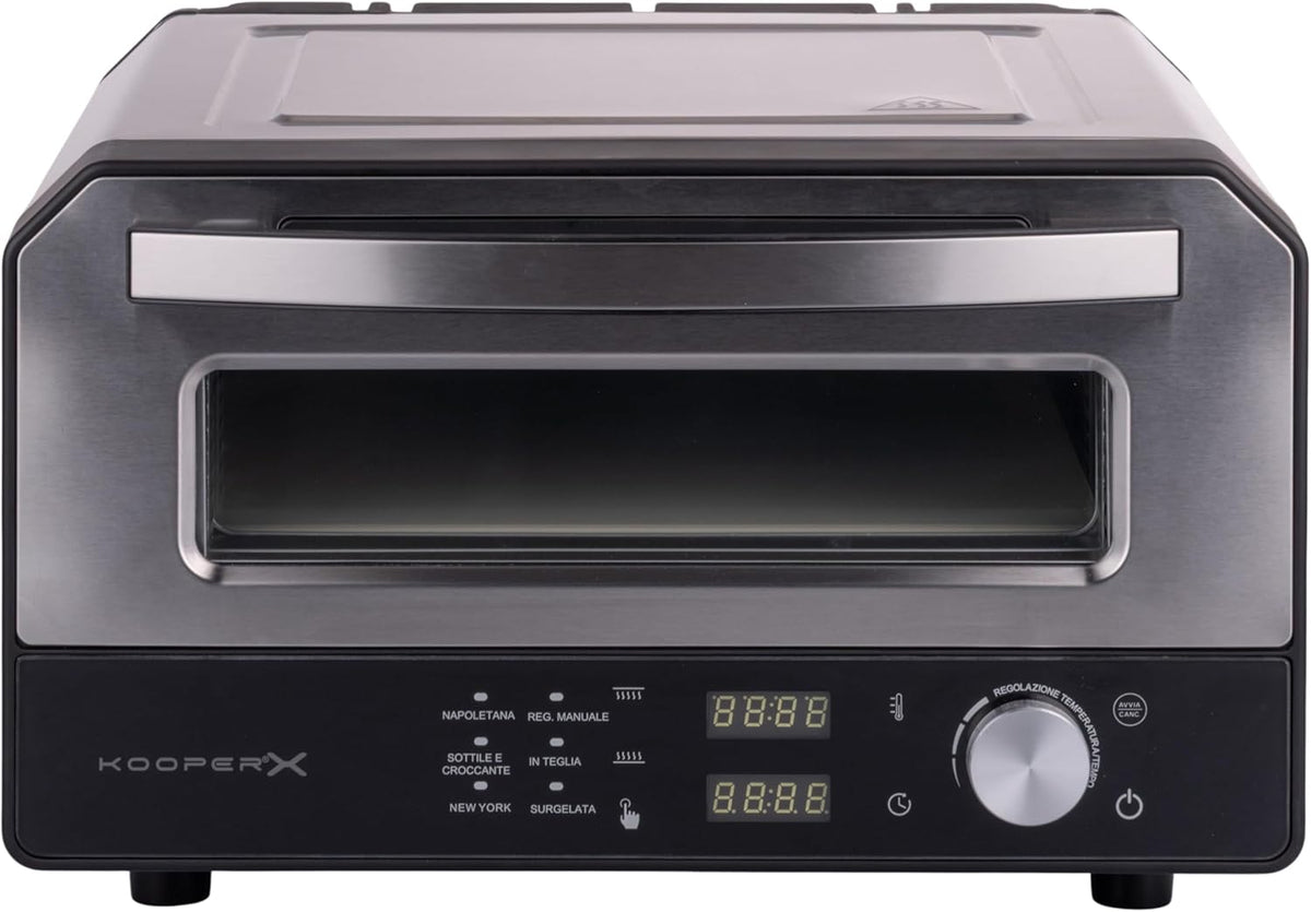 Pizzaoven 43 x 48 x 27 cm, behuizing van roestvrij staal, 6 gaarinstellingen tot 400 °C, 1700 W, Kooper X