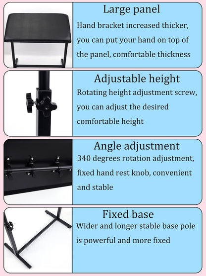 HOINCO Tattoo arm steun Tattoo benodigdheden, Armsteun voor tatoeëren Oversized Verdikte Zachte Pad Verstelbare Tattoo Tafel Schoonheid Stand Tattoo Apparatuur (Zwart)