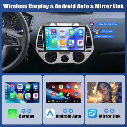 Autoradio Hyundai i20 2008-2012 – Multimedia Systeem – Navigatie Unit – DAB Radio – GPS Speler – Android 13 Besturingssysteem – 8-Kern Processor & Draadloze CarPlay