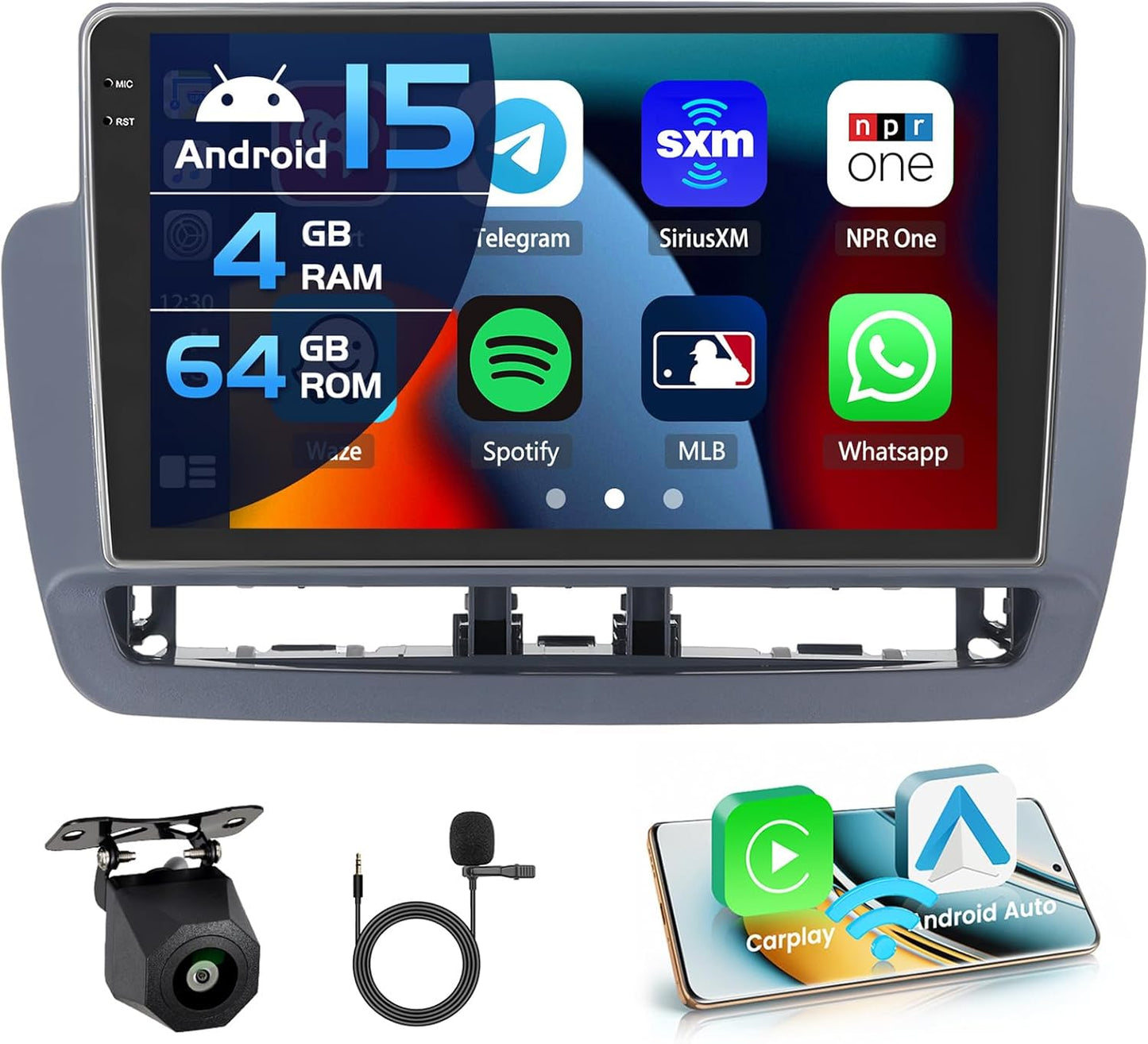 Autoradio – Auto Radio – Multimedia Radio – 1-DIN Autoradio – Bluetooth Radio – 9-Inch In-Cell Touchscreen – Draadloze CarPlay & Android Auto