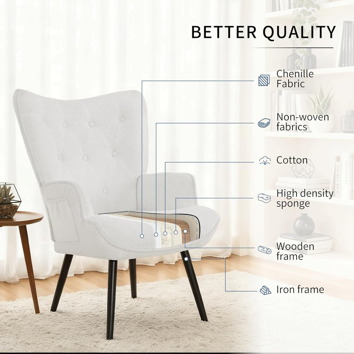 Fauteuil – Relaxstoel – Lounge Stoel – Leesstoel – Design Stoel – Met Voetenbank – Zachte Teddystof – Ergonomisch Met Metalen Frame
