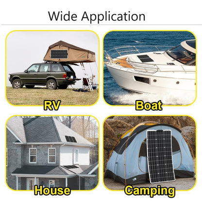 200W 12V Kit Flexibel Zonnepaneel 2 stuks 100W 12V Monokristallijn Zonnepaneel systeem met 20A Solar Laadregelaar voor RV, Boot, Auto, Caravan, Camping, batterij 12V/24V