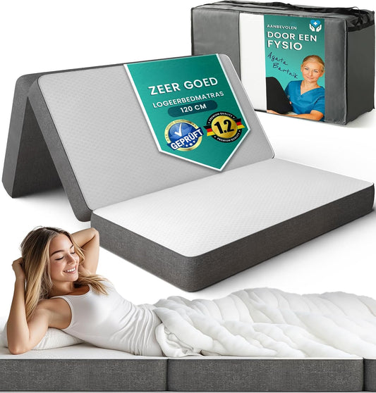 Inklapbare Slaapbank 3-in-1 Logeerbed en Opvouwbare Matras voor een Comfortabele Slaap - Klapbank voor Gasten - Vloermatras Bed voor (Grijs, Tweepersoonsmatras)