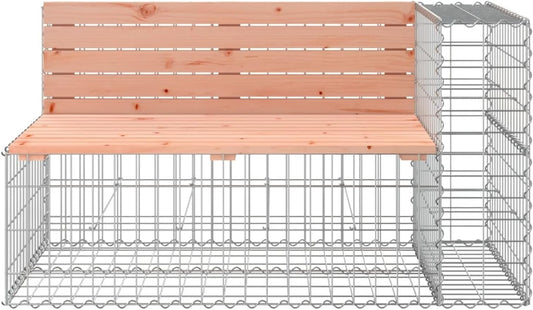 Gecheer Garden Bench with Gabion Solid Wood Douglas, Gabion Wall Gabion Bench for Courtyard Landscaping Pool Edge3196249 - QUORE