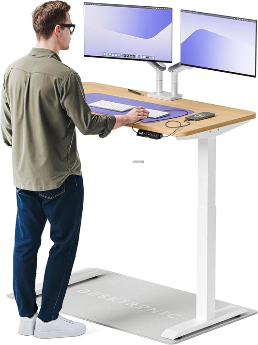 Height adjustable desk (120 x 60 cm), sitting and standing desk with charging sockets, desk height adjustable, electric touch screen and steel feet, desk height adjustable from Desktronic - QUORE