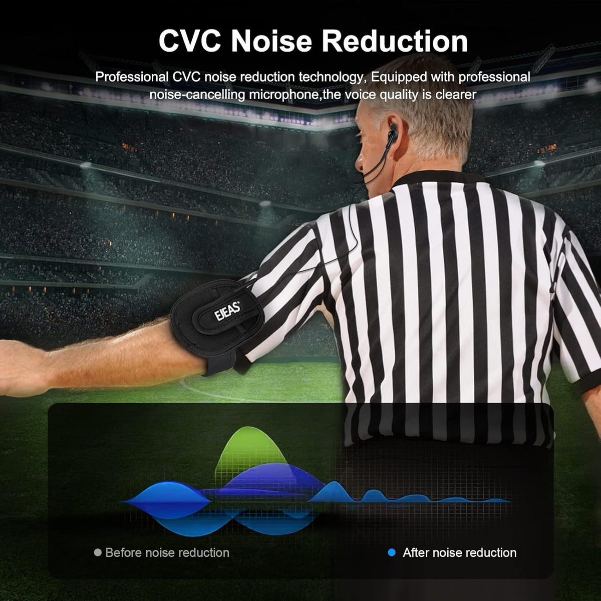 EJEAS FBIM Professionele Bluetooth-intercom voor scheidsrechter, 850 mAh volduplex 1500 M draadloze intercom met ruisonderdrukking voor voetbal en handbal (4 stuks)