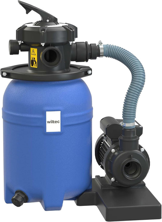 Wiltec zandfiltersysteem 180 W met 14 liter filtertank en zelfaanzuiging 9000 l/h poolpomp