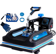 8-in-1 Hittepers Machine - 12x15" Digitale Transferpers - 360° Rotatie - Sublimatie voor T-shirts, Mok, Hoed & Meer - Zwart
