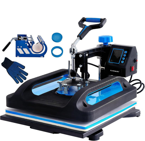 8-in-1 Hittepers Machine - 12x15" Digitale Transferpers - 360° Rotatie - Sublimatie voor T-shirts, Mok, Hoed & Meer - Zwart